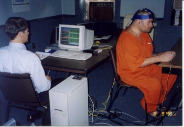 Farwell Brain Fingerprinting test being
                          conducted on convicted serial rapist and
                          murderer James B. Grinder